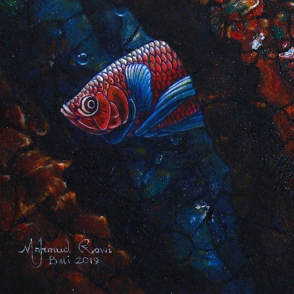 Alternate image for Signed Painting of Betta Fish from Bali 2019 9 Betta Fish