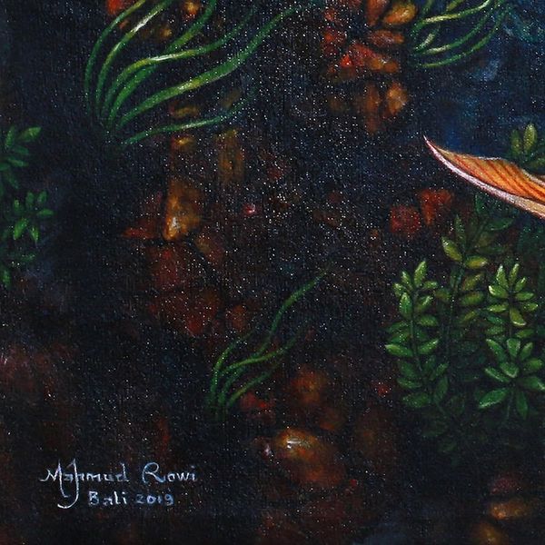 Alternate image for Signed Arowana-Themed Painting by a Balinese Artist 2019 9 Arowana I