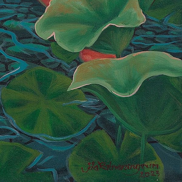 Alternate image for Unstretched Signed Nature-Themed Acrylic Painting of a Child Play with Nature