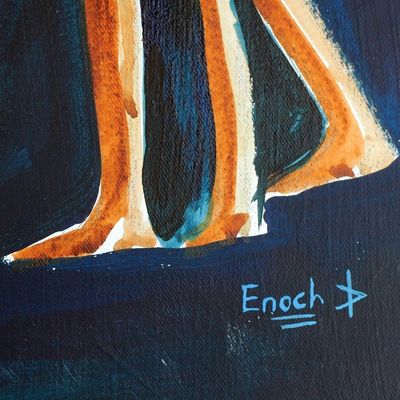 Alternate image for Signed Expressionist Painting of Women from Ghana Darkness