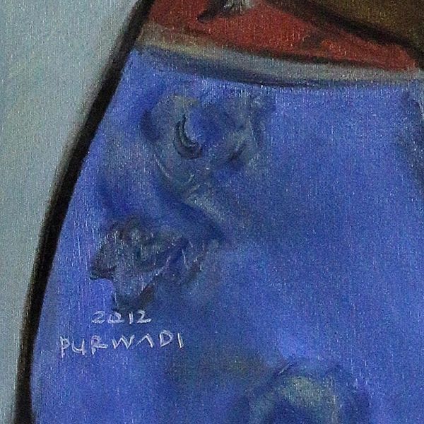 Alternate image for Original Balinese Dance Theme Portrait in Shades of Blue Backstage Dancers