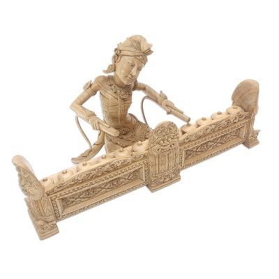 Alternate image for Hand-Carved Balinese Dance Sculpture Kebyar Terompong