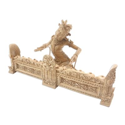 Alternate image for Hand-Carved Balinese Dance Sculpture Kebyar Terompong