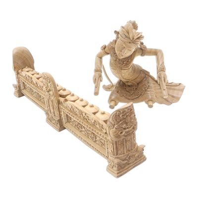 Alternate image for Hand-Carved Balinese Dance Sculpture Kebyar Terompong