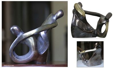 Alternate image for Brazilian Abstract Bronze Sculpture Mother and Daughter