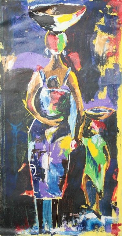 Alternate image for Signed Impressionist Mother and Child Painting from Ghana Joy