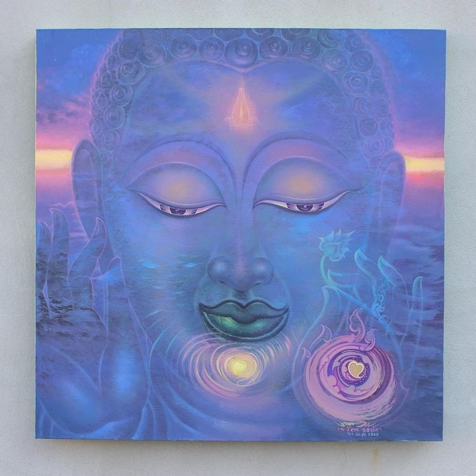 Signed Original Acrylic on Canvas Buddha Painting 'Intuition'