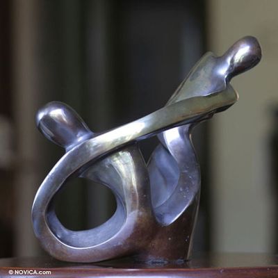 Alternate image for Brazilian Abstract Bronze Sculpture Mother and Daughter