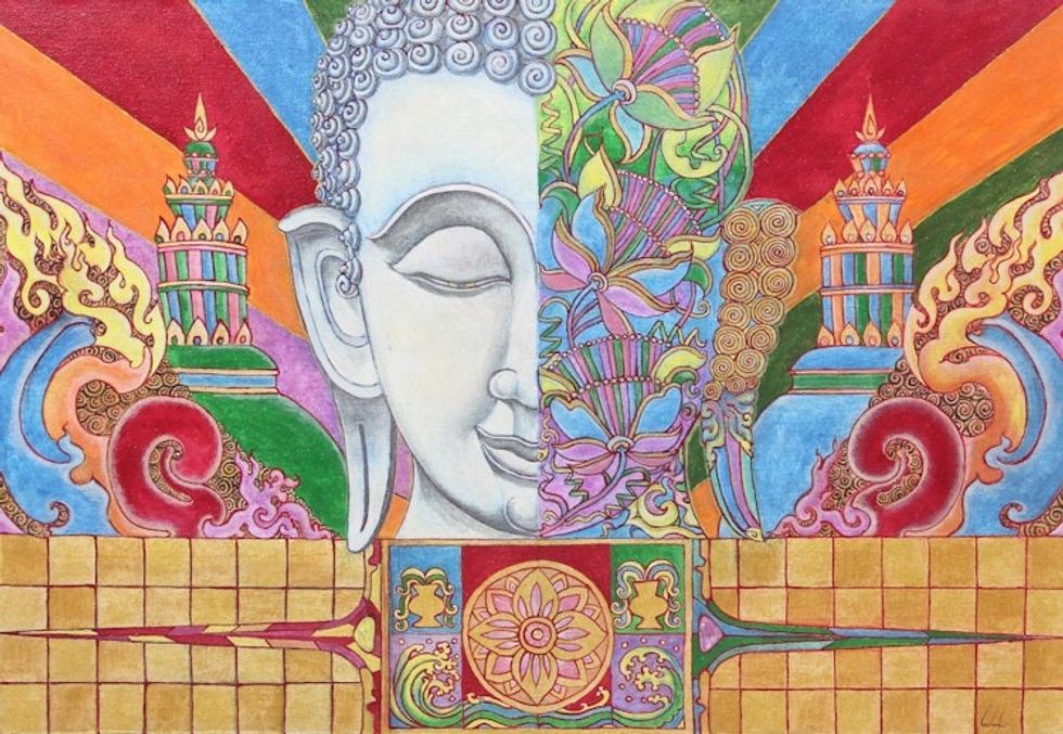 Original Thai Painting of Buddha in Acrylics 'The Buddhism IV'