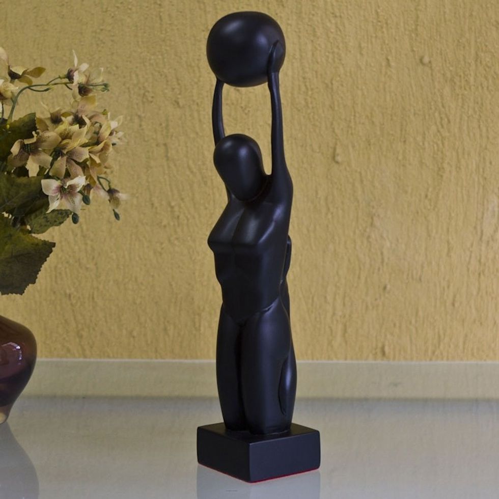 Signed Black Resin Sculpture of the Female Form 'Atlas'