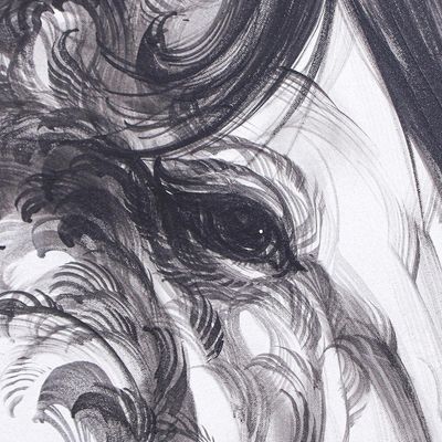 Alternate image for Black and White Acrylic Painting Horse Pride