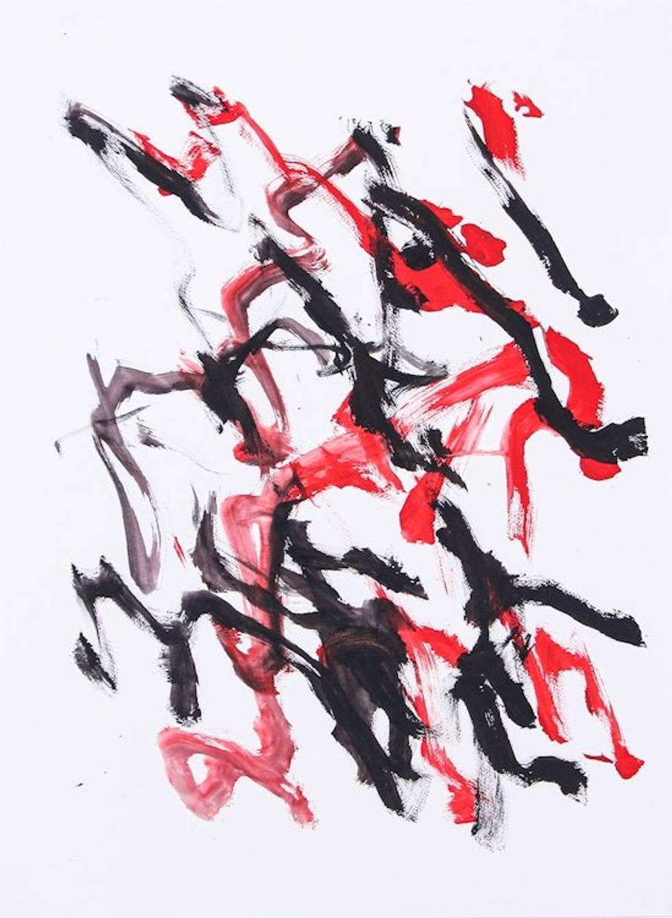 Authentic Red and Black Painting by Elephant Artist 'Jungle Midnight'