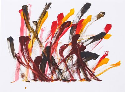 Alternate image for Dark-Toned Abstract Acrylic Painting by Elephant Artist Flamingo Dance II