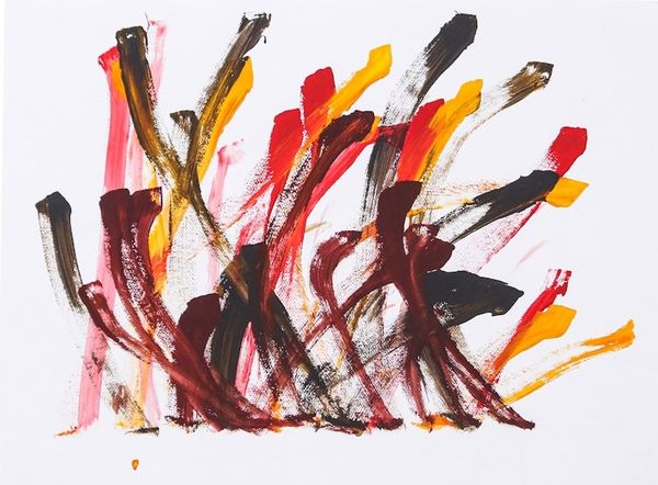 Alternate image for Dark-Toned Abstract Acrylic Painting by Elephant Artist Flamingo Dance II
