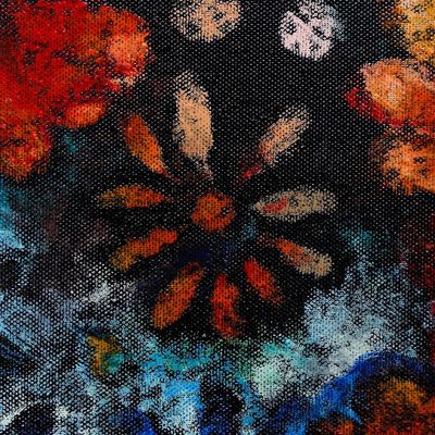 Alternate image for Signed Stretched Blue Acrylic Expressionist Painting The Moon Light