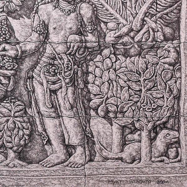 Alternate image for Matted Figure Drawing on Paper Talking in the Garden