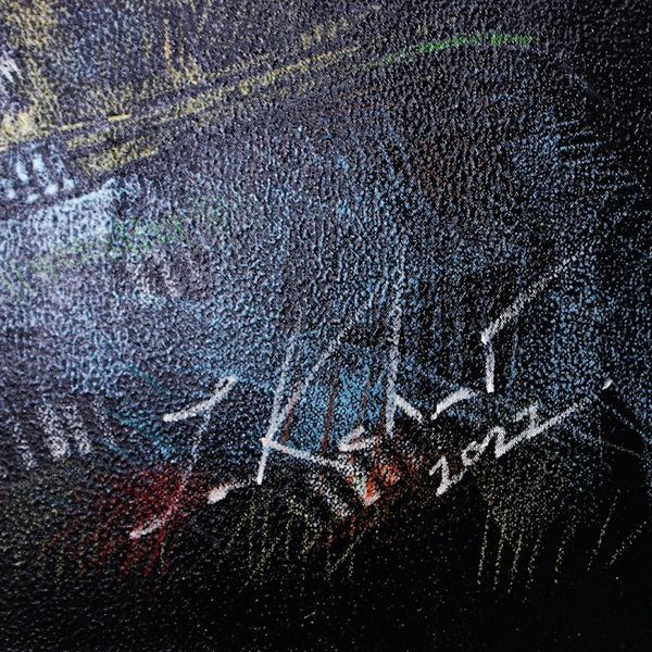 Alternate image for Stretched Acrylic Painting of Horse on Black Background Horse in Black Scene