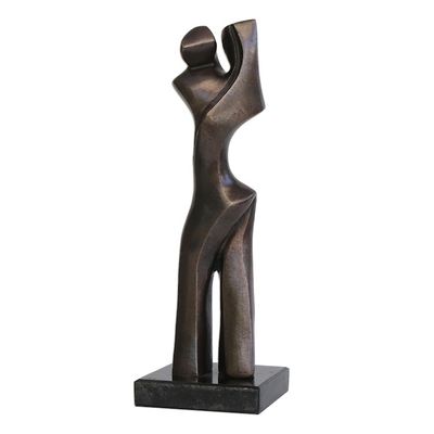 Alternate image for Modern Bronze Sculpture of Mother and Child on Granite Base Tender Moment