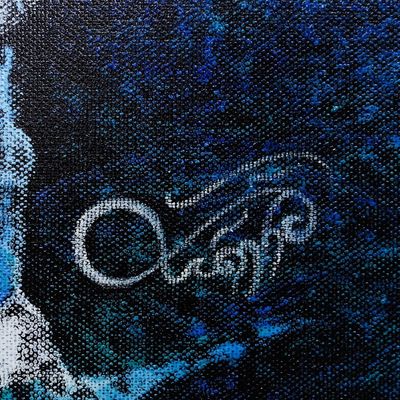 Alternate image for Signed Stretched Blue Acrylic Expressionist Painting The Moon Light