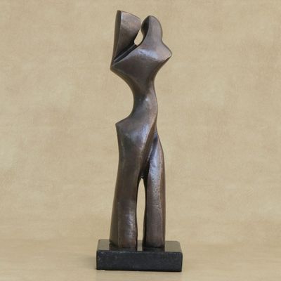 Alternate image for Modern Bronze Sculpture of Mother and Child on Granite Base Tender Moment