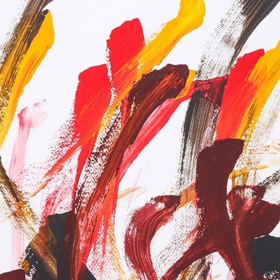 Alternate image for Dark-Toned Abstract Acrylic Painting by Elephant Artist Flamingo Dance II