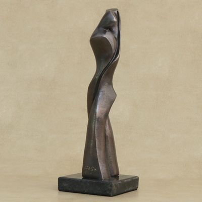 Alternate image for Modern Bronze Sculpture of Mother and Child on Granite Base Tender Moment