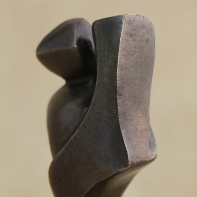 Alternate image for Modern Bronze Sculpture of Mother and Child on Granite Base Tender Moment