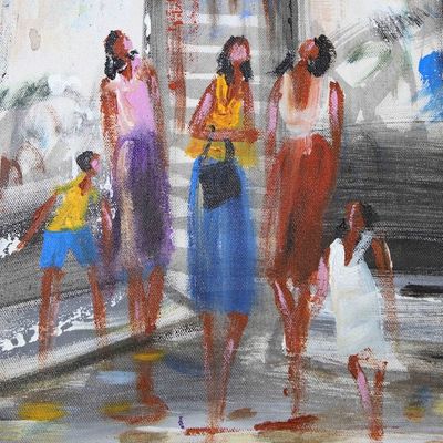 Alternate image for Acrylic on Canvas Brazilian Favela Abstract Painting Black and White Favela II