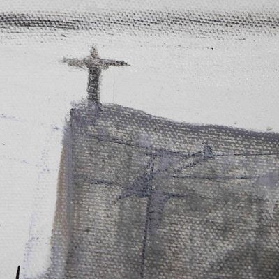 Alternate image for Acrylic on Canvas Brazilian Favela Abstract Painting Black and White Favela II