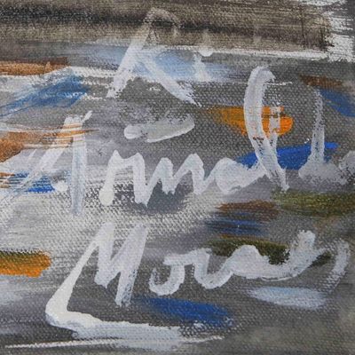 Alternate image for Acrylic on Canvas Brazilian Favela Abstract Painting Black and White Favela II