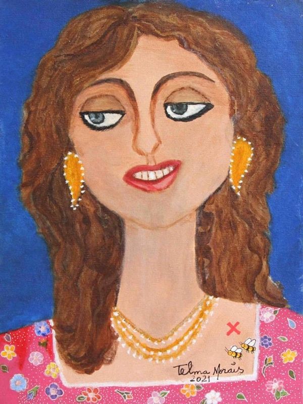 Alternate image for Colorful Brazilian Portrait of a Woman Painting Deri