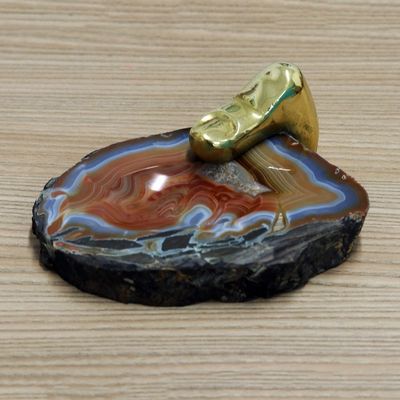 Alternate image for Artisan Crafted Agate and Bronze Sculpture Under My Thumb II