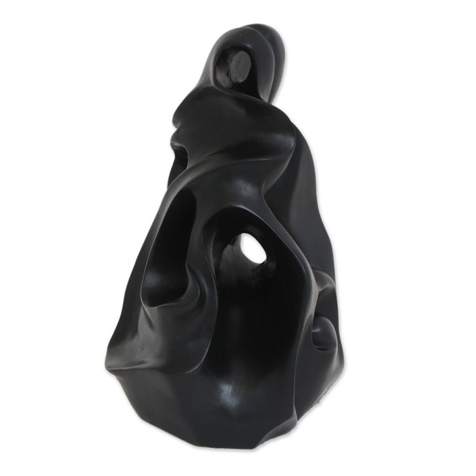 Abstract Fine Art Resin Sculpture in Black from Brazil 'Black Transformation'