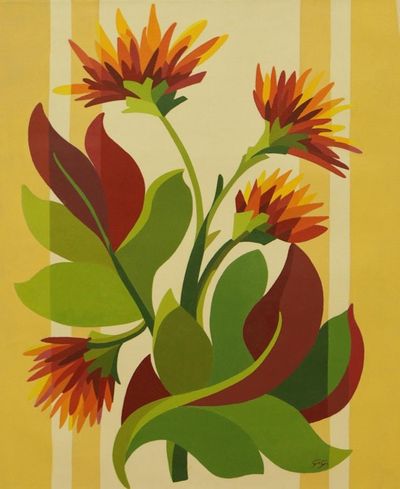 Alternate image for Signed Modern Painting of Yellow Flowers 2018 Flowers V