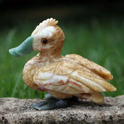 Alternate image for Calcite and Quartz Gemstone Statuette Shy Duckling