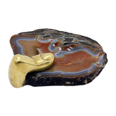 Alternate image for Artisan Crafted Agate and Bronze Sculpture Under My Thumb II