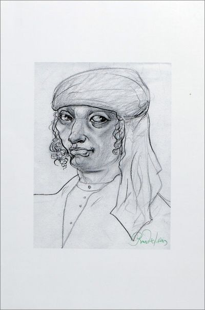 Alternate image for Stretched Impressionist Graphite Portrait of Renaissance Man Shepherd