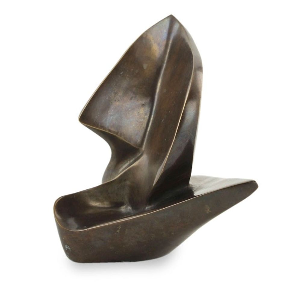 Signed Cubist Bronze Sculpture 'Sailboat in the Wind'