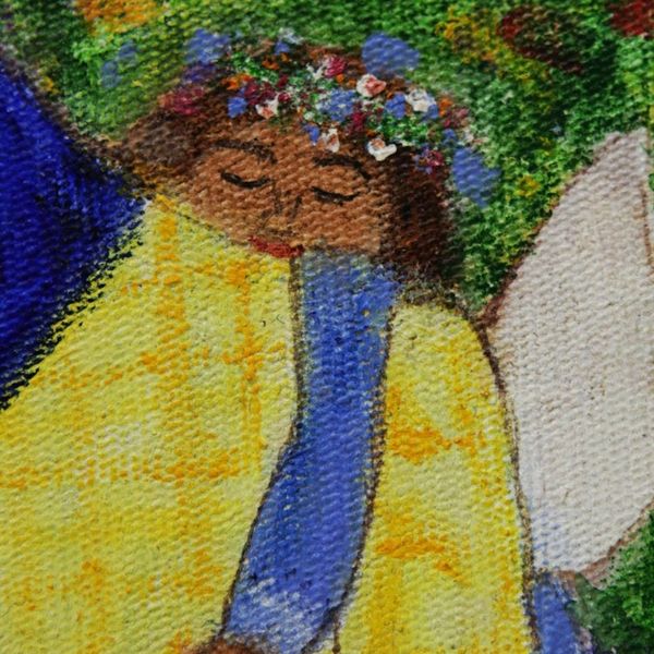 Alternate image for Original Naif Painting of a Family Adoring the Holy Trinity The Devotees
