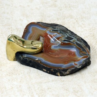 Alternate image for Artisan Crafted Agate and Bronze Sculpture Under My Thumb II