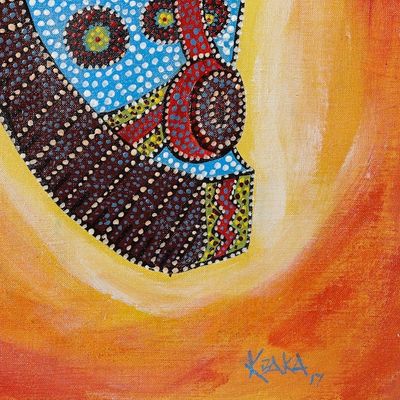 Alternate image for Acrylic Impressionist Style Painting of African Mask Other Peoples Misfortune