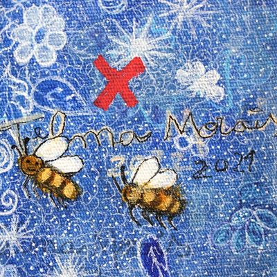 Alternate image for Brazilian Signed Original Naif Painting of an Angel in Red The Force of the Universe