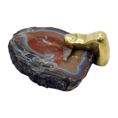 Alternate image for Artisan Crafted Agate and Bronze Sculpture Under My Thumb II