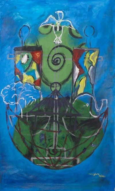 Alternate image for World Peace Project Original Acrylic Abstract Painting India Untitled-Inside Out