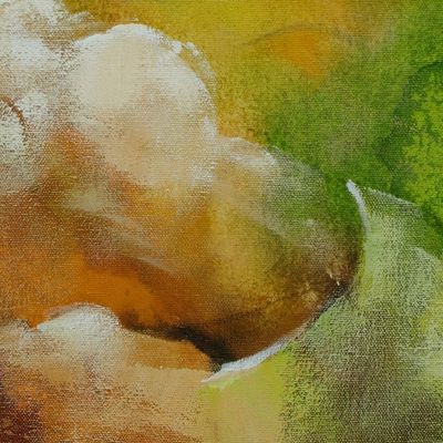 Alternate image for Modern Abstract Acrylic Painting in Green Brown and Yellow Autumn Dreams