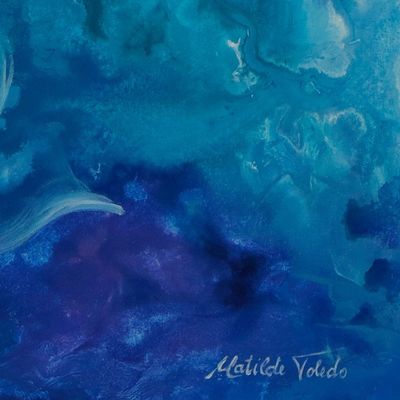 Alternate image for Modern Abstract Acrylic Painting in Blue Violet and White Winter Dreams