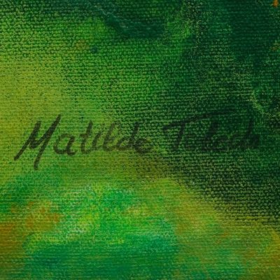 Alternate image for Modern Abstract Acrylic Painting in Green Brown and Yellow Autumn Dreams