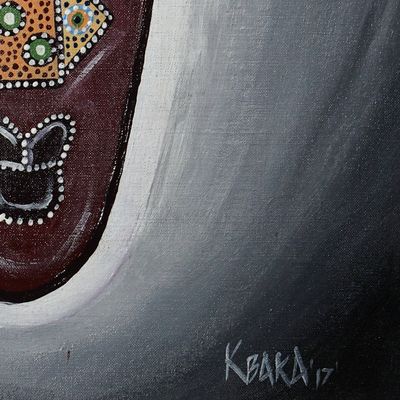 Alternate image for Acrylic on Canvas Impressionist Painting of African Mask Sika Mask