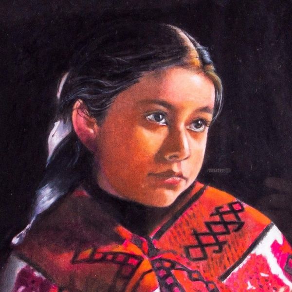 Alternate image for Signed and Mounted Portrait of a Tenejapa Girl from Mexico Girl of the Corn
