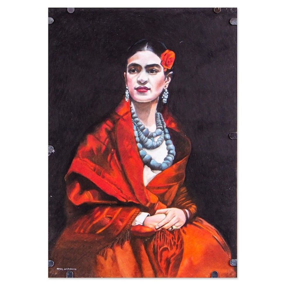 Signed and Mounted Portrait of Frida Kahlo from Mexico 'Calm Frida'